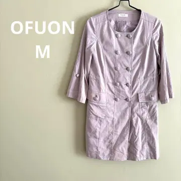 OFUON 더블 버튼 옅은 그레이 코트 7부 소매 여성용 M
