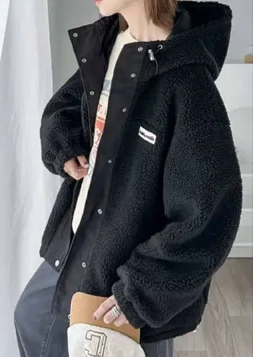 보아 플리스 자켓 블랙