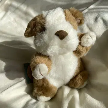 강아지 모양 봉제 인형 소형 브라운과 화이트 팬시 강아지 레트로