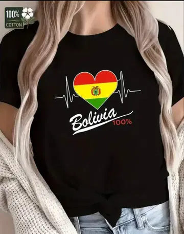 볼리비아 국기 T셔츠 100% 코튼 M 사이즈