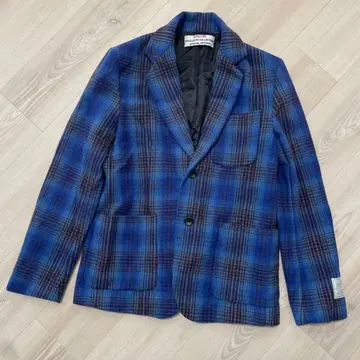 파랑과 블랙 체크 테일러드 자켓