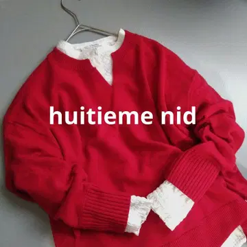 포근하고 가벼운 니트 huitieme nid 빨간색 키넥 긴팔 울