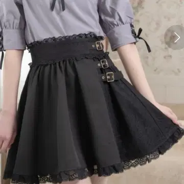 ROJITA 사이드 레이스 랩 플레어 스커트