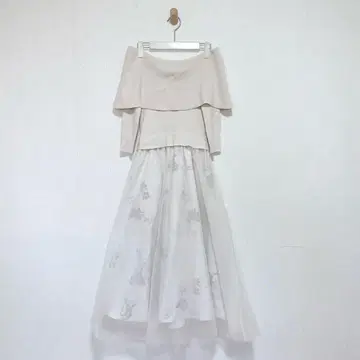 튤 원피스 오프숄더 튤 롱 도킹 원피스