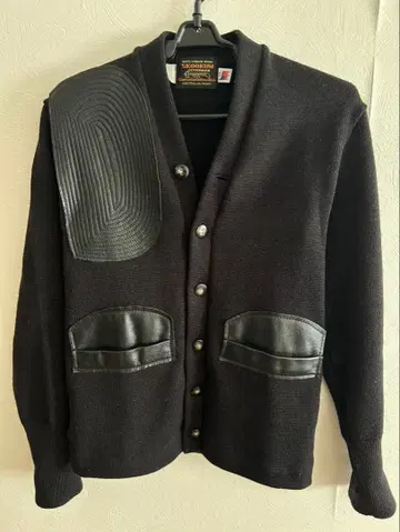 skookum 가디건 블랙 가죽 패치 made in USA