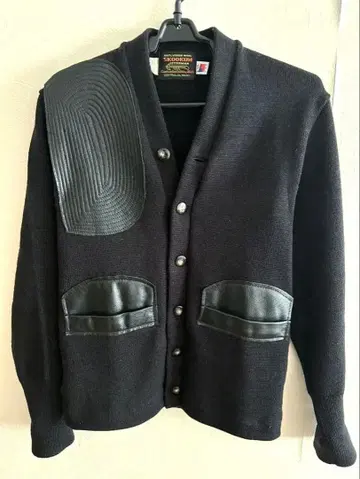 skookum 가디건 블랙 가죽 패치 made in USA