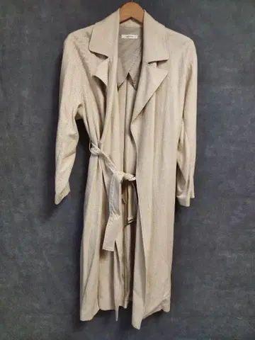 Doux archives 베이지 롱 코트 코튼 린넨