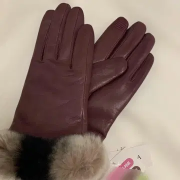 가죽 장갑 와인 레드 퍼 포함 19cm 훌라