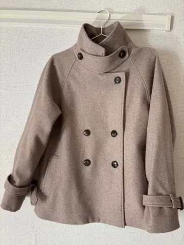 멜톤 저지 스탠드 칼라 트렌치코트 베이지