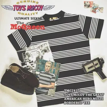 토이즈 맥코이 멀티 보더 T셔츠 L 사이즈 스티브 맥퀸 새상품