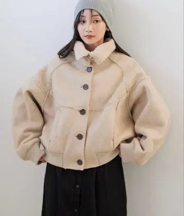 미사용 새상품 로리즈팜 무스탕 보아 블루종