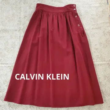Calvin Klein 빨간색 계열 플레어 롱 스커트