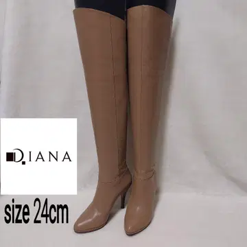 새상품급 DIANA 천연 가죽 니하이 롱 부츠 베이지 24cm