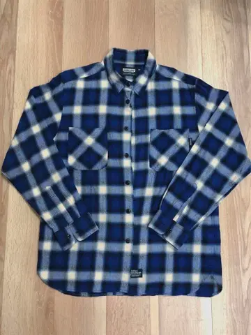 DOUBLESTEAL 옴브레 체크 플란넬 셔츠 긴팔 블루 M