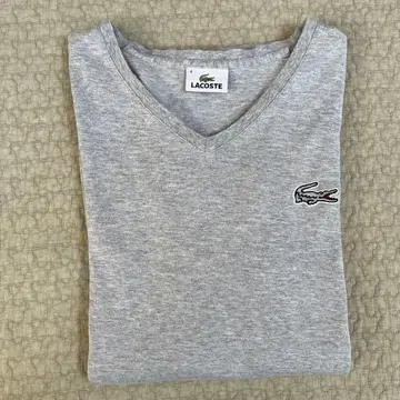 LACOSTE 그레이 V넥 긴팔 T셔츠 사이즈 4