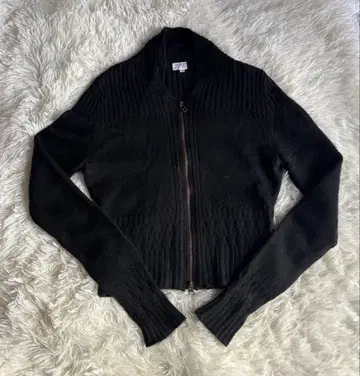 폭시 캐시미어 100% 집업 니트 새상품급 38 블랙