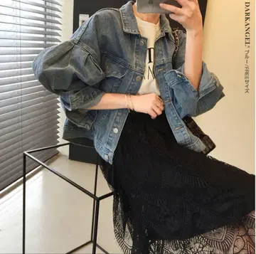 완판 미사용 새상품 여성용 데님 자켓 벌룬 슬리브