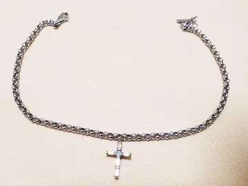 크로스 다이아몬드 발찌 남성용