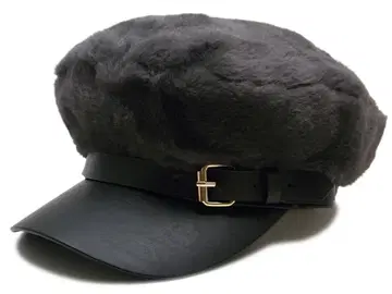 에코 퍼 x 인조 가죽 헌팅 캡 차콜 그레이