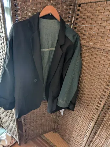 블랙 데님 테일러드 자켓