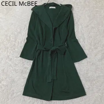 세실 맥비 롱 코트 니트 벨트 후드 포켓 부착 그린 M