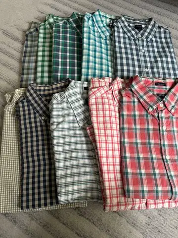 JCrew 남성용 체크 무늬 긴팔 셔츠 10장 세트