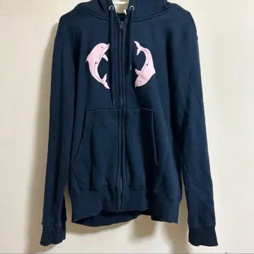 Labyrins Two Dilphins Zip Hoodie Navy