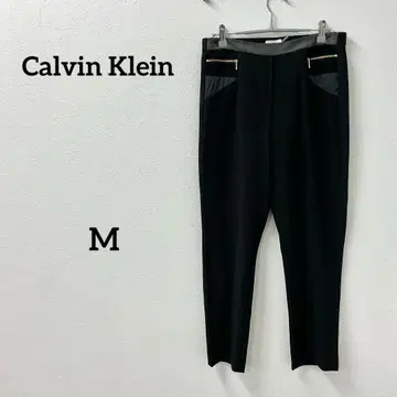 Calvin Klein 여성용 슬림 팬츠 블랙 금 지퍼 디자인