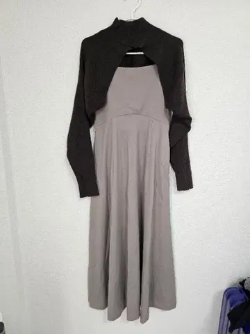 COCODEAL 브라운 니트와 롱 드레스 세트