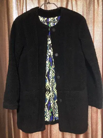 블랙 플리스 보아 코트 SLY