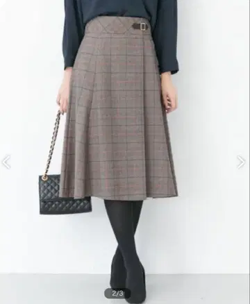 어반 리서치 첼빅 머메이드 스커트 체크 브라운