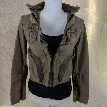 00s 페어리 그런지 y2k 후드 부착 미니 아우터 헤이세이 갸루