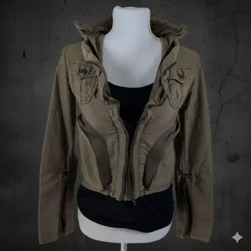 00s 페어리 그런지 y2k 후드 부착 미니 아우터 헤이세이 갸루