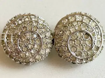 골동품 실버 컬러 x 큐빅 빽빽한 vintage 귀찌