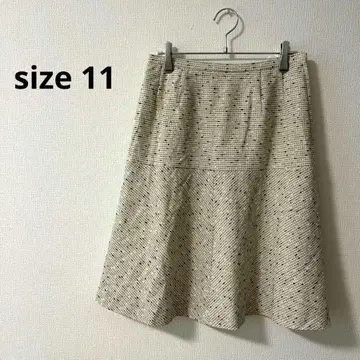 미디 스커트 사이즈 11 아이보리 일본제 트위드조 플레어 실루엣