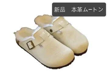 새상품 천연 가죽 무스탕 피모일체 따뜻한 무스탕 뮬 사보 샌들