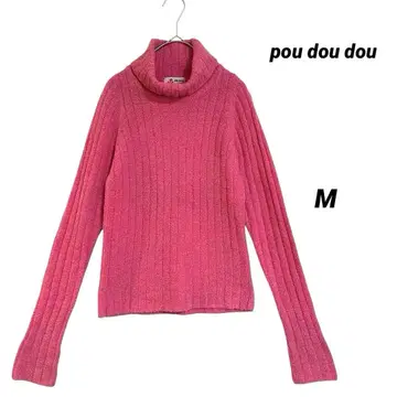 pou dou dou 깔끔 핑크 리브 터틀넥 니트 M