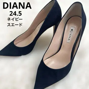 새상품급 다이애나 스틸레토 스웨이드 하이힐 네이비 24.5