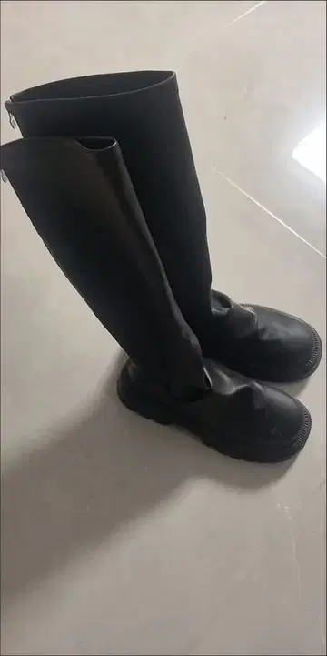 블랙 롱 부츠 합성 피혁