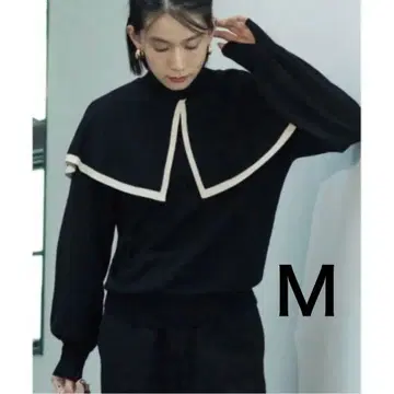 새상품급 OPAQUE 2WAY 카라 부착 니트 블랙 풀오버 M