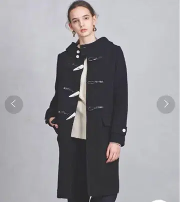 더플 코트 블랙 후드 부착