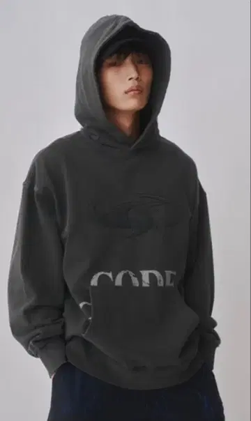 다크 그레이 후드 부착 후드티