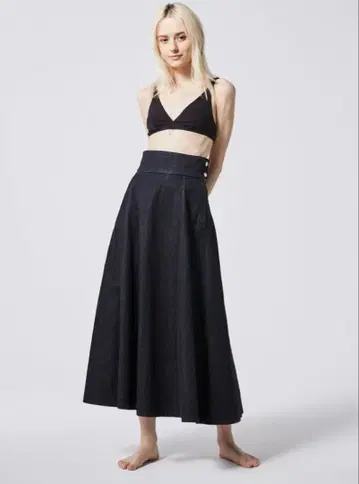 JAPANDENIM 재팬 데님 파이핑 플레어 스커트 사이즈 1