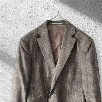 코메로 테일러드 자켓 브라운 체크 이탈리아제 원단 오피스