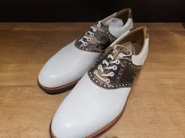 천연 가죽 고급 골프화 화이트/카모플라쥬