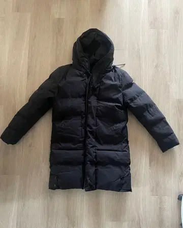 [ 블랙 다운 자켓 ] 후드 부착 롱 기장