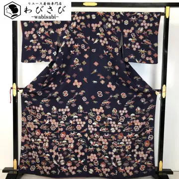 코몬 보물 쌓기 스즈야 오츠카에 짙은 남색 크레이프 원단 K-5539