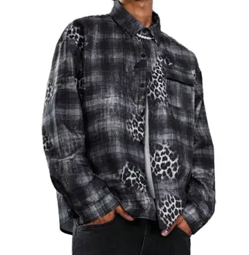 grunge 표범 무늬 체크 leopard monotone shirt