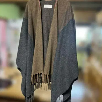 바이컬러 판초 케이프 코트