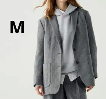 [ UNIQLO C ] 트위드 오버 사이즈 자켓 / M 사이즈 / 그레이